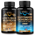 NUTRAHARMONY Glucosamine Chondroitin Capsules & Lions Mane Mushroom Capsules