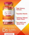 Carlyle Vitamin D Gummies | 5000Iu | 180 Count | Vegetarian, Non-Gmo, And Gluten Free Formula | High Potency Vitamin D3 Supplemen