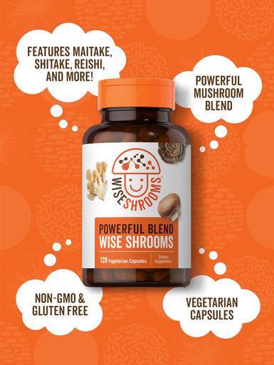 Carlyle Mushroom Complex Capsules | 1650mg | 120 Count | 8 in 1 Blend | Vegetarian Non-GMO Gluten Supplement | WiseShrooms