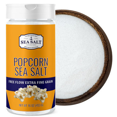 Sea Salt Superstore Popcorn Salt Sea Salt Popcorn Seasoning 16 oz Shaker -