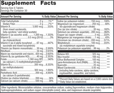 Metagenics Without Iron - Fast Release Multivitamin - Everyday Dietary Supplements - with Quercetin Beta-Carotene & More - Non-GMO - Gluten- - 180 Tablets