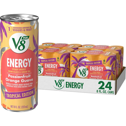 V8 Energy Strawberry Banana Juice Energy Drink, 8 fl oz Can (24 Pack)
