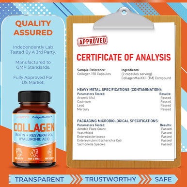 Aumeto Collagen Types I II III IV with Hyaluronic Acid Resveratrol Biotin Vitamin C - Advanced 8-in-1 Formula for Skin Hair Nails & Joint Support - Made in The USA (90 Count (Pack of 1))