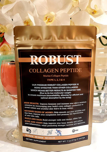 Robust Collagen Peptide Robust Pure Hydrolyzed Marine Collagen Peptide Quality.Type 1 2 3 and 4 Low Molecular Weight Maximum Bioavailability and Optimal Absorption.Kosher OU 11 Ounce