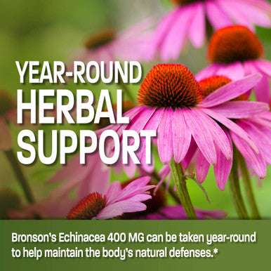 Bronson Echinacea 400mg Herbal Support - Supports Healthy Well Being & Immune System, 250 Capsules