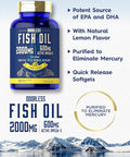 Carlyle Fish Oil 2000mg | 600mg Omega 3 with EPA & DHA | 90 Odorless Softgels | Lemon Flavored Supplement | Non-GMO & Gluten Pills