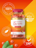 Carlyle Vitamin D3 Gummies | 10,000 iu | 180 Count | Vegetarian, Non-GMO, and Gluten Free Formula | High Potency Vitamin D Supplement | Natural Peach Flavored Gummies