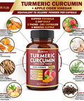 2packs 7 in 1 Turmeric Curcumin + Apple Cinder Vinegar Capsules, Equivalent to 5010mg, 6 Month Supply with Ashwagandha, Ginger, Garlic Bulb, 95% Standardized Curcuminoids, Joint & Absorption Support