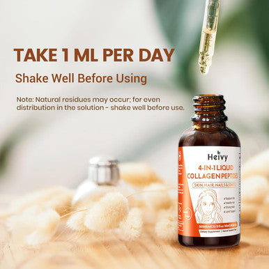 Heivy 4-In-1 Liquid Collagen Peptides For Radiant Skin, Healthy Hair, Strong Nails, And Joint Support | 25000 Mcg Liquid Collagen Drops | Raspberry Flavor- 2 Fl Oz (60Ml)
