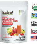 Sunfood Wellness Super Blend- Immunity Drink Powder. Immune System Booster. Organic, Plant-Based Blend of Superfoods & Mushrooms. Mix with Water. 8 oz