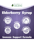 Purely Holistic Organic Elderberry Syrup For Adults & Kids (2+) - 16 Fl Oz - With Black Sambucus Elderberry, Propolis, Ecea, Raw Honey & Apple Cider Vinegar - Immune Support And Immune Booster