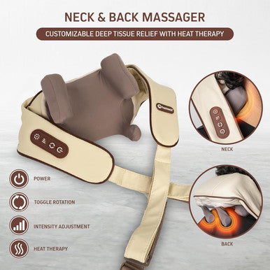Neck Shoulder Back Massager With Heat, Neck Massager For Pain Relief Deep Tissue, Usb-C Rechargeable, Kneading Massager Shoulder Massager Back Massager For Pain Relief Deep Tissue