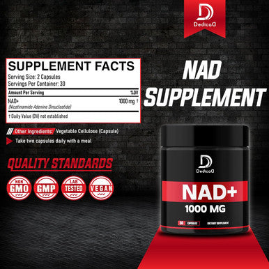 Nad+ Supplement 1000 Mg - Pure Nad Supplement - Energy And Dna Repair, Aging Defense, Brain Function - 60 Capsules
