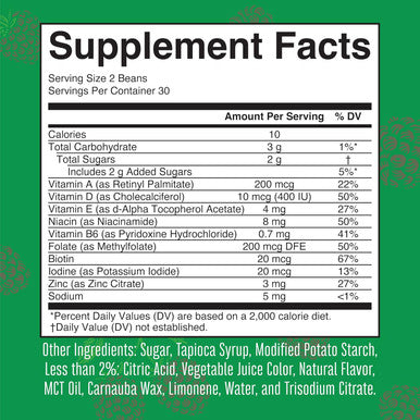 Maryruth Organics Multivitamin Multimineral Vita-Beans for Kids | Vegan Chewable Vitamins for Ages 4+ | Immune Support | Bone Health | Raspberry Flavor | 60 Count