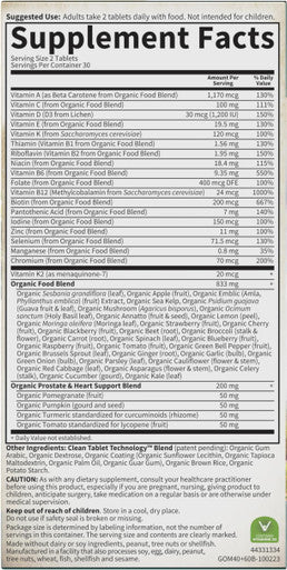 Garden Of Life Mykind Organics Men'S 40+ Multi 60 Tablets