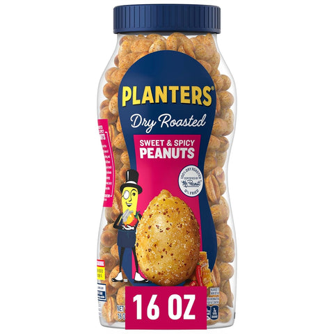 PLANTERS Lightly Salted Peanuts, Plant Based Protein Snacks, 16 Oz (1 Ct)
