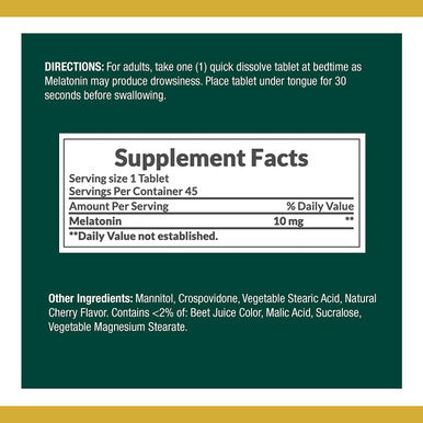 Nature'S Bounty Melatonin 10 Mg Quick Dissolve Tablets 45 Ea