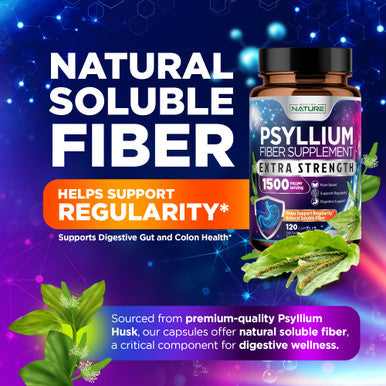 Built Nature Psyllium Husk Capsules 1500Mg - Fiber Supplement - Natural Soluble Fiber Pills With Psyllium Husk Powder - Supports Digestive Gut And Colon Health - Non-Gmo, Gluten-Free, Vegan - 120 Capsules