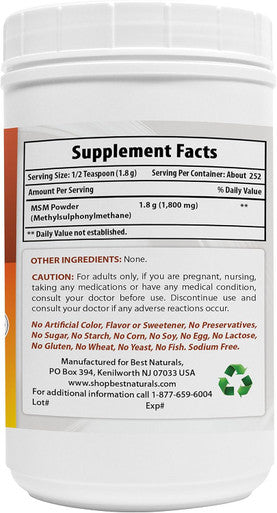 Best Naturals 100% Pure MSM Powder 1Lb