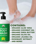 Body Wash Made With Organic Aloe Vera, Organic Olive Oil, Organic Jojoba Oil, Organic Coconut Oil, And Organic Shea Butter. Unsce