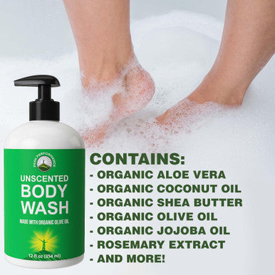 Body Wash Made With Organic Aloe Vera, Organic Olive Oil, Organic Jojoba Oil, Organic Coconut Oil, And Organic Shea Butter. Unsce