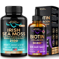 NUTRAHARMONY Liquid Biotin Collagen Drops & Irish Sea Moss Blend Capsules