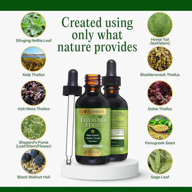 Go Nutrients Thyroid Edge - Thyroid Support For Women And Men - Comprehensive Natural Thyroid Supplement Rich In Iodine - Fast-Absorbing 2 Oz Liquid Drops For Improved Energy & Enhanced Wellness