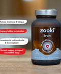 Zooki 100mg Liposomal Iron Bis-Glycinate Capsules 4X Higher Absorption Support Red Blood Cells Immunity Energy Natural Ingredients (30 Servings)