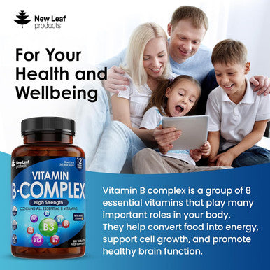 Vitamin B Complex - 365 Small Tablets (One Year Supply) High Strength All 8 B Vitamins B1-B2-B3-B5-B6-B12, Biotin, Folic Acid And Vitamin C - Reduction Of Tiredness, Energy & Immune Support - Uk Made