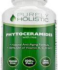 Purely Holistic Phytoceramides Skin Therapy Supplement 60 Capsules 100% Rice Based 100% Natural Vegetarian/ Vegan Capsules 100% Dv Of Vitamin A,C,D & E With No Fillers Or Artificial Ingredients