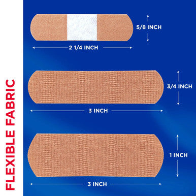 Band-Aid Flexible Fabric Adhesive Bandages Assorted 100 Ea (Pack Of 12)
