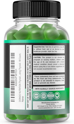 DORADO NUTRITION Thyroid Support For Women & Men (90 Gummies) Ashwaganda Iodine Bladderwrack Kelp & Schisandra - Thyroid Support Supplement - Delicious Flavor - Non-Gmo Vegan Gluten-- (90 Thyroid Gummies)