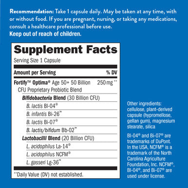 Nature'S Way Fortify Optima Optima Adult 50+ Daily Probiotic, 50 Billion Live Cultures, 7 Strains, 30 Capsules