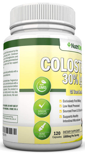 Colostrum - 1000mg - 120 Capsules - 30% IgG - Non-GMO US Dairy - First Milking Bovine Colostrum - Low Heat Processed - Great for GI Tract Health - Immune Support - Bone and Muscle Health