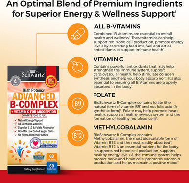 Vitamin B Complex with Vitamin C Supplement 60ct