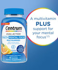Centrum Multigummies Multi+ Dual Action Mental Focus Adult Multivitamin With Caffeine From Green Tea Supports Mental Focus Attention And Alertness Lemon/Orange Flavors - 90 Count