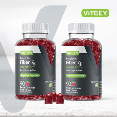 Prebiotic Fiber Gummies For Adults, 7G - Zero Sugar Added - Fiber Supplement Gummies For Digestive Health Regularity & Natural Weight Support - Vegan, Gelatin - Chewable Fruit Flavored Gummy