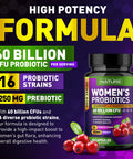 Built Nature Probiotics For Women - 60 Billion Cfus, 16 Strains, With Cranberry, D-Mannose & Prebiotics - Supports Digestive, Immune, & Vaginal Health - Non-Gmo, Dairy & Gluten-Free - 60 Veggie Capsules
