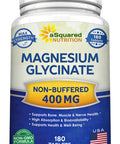 aSquared Nutrition Magnesium Glycinate 400mg 180 Tablets Max Strength Magnesium Bisglycinate Supplement - Maximum Bioavailability & Absorption Non-GMO Not Buffered Supports Muscles Bones and Heart