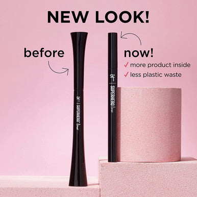 IT Cosmetics Superhero Liquid Eyeliner Pen Black 24Hour Waterproof Formula Wont Smudge or Fade With Peptides Collagen Biotin Kaolin Clay 0.03 fl oz