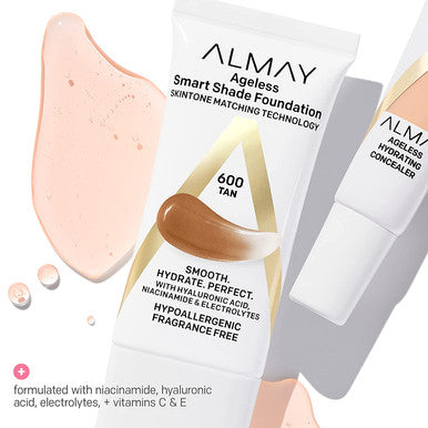 Anti-Aging Foundation by Almay, Smart Shade Face Makeup with Hyaluronic Acid, Niacinamide, Vitamin C & E, Hypoallergenic-Fragrance Free, 800 Deep, 1 Fl Oz (Pack of 1)