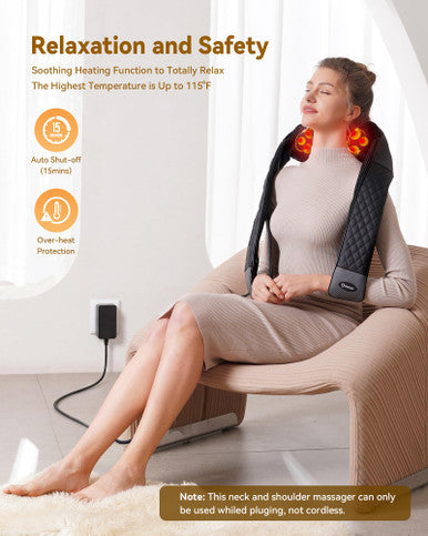 Knqze Neck Massager With Heat Neck Massager For Pain Relief Deep Tissue 4D Deep Tissue Kneading Massage For Back Leg Full Body Muscle Pain Relief Ergonomic Design Ideal For Women Men Not Cordless