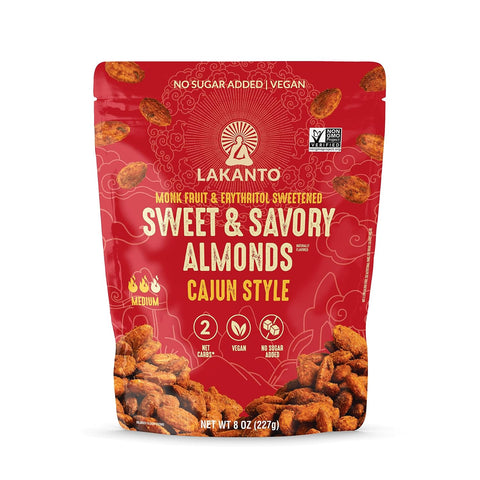 Lakanto Sweet and Savory Smokey BBQ Almonds - On the Go Snack, Smoky Barbecue Seasoning, Gluten Free, Protein, Crunchy Roasted, Monk Fruit, Resealable Bag (8 oz)