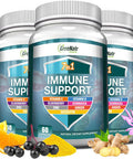 7 In 1 Immune Support Supplement With Vitamin C, D3, Zinc 50Mg, Quercetin, Echinacea Purpurea, Sambucus Elderberry And Ginger For Complete Immune Defense - 60 Capsules (3 Bottles)