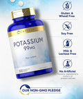Carlyle Potassium 99mg | Plus Iodine | 500 Vegetarian Tablets | Non-GMO and Gluten Supplement