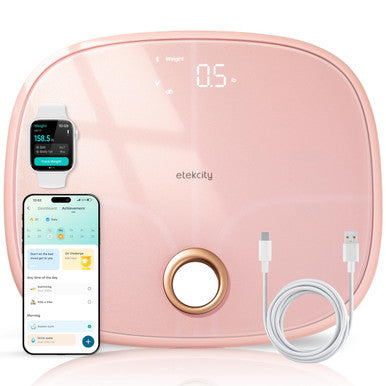Etekcity Rechargeable Pink Smart Scale for Body Weight, BMI, Fat, Muscle Mass, Digital Bathroom Scale with 13 Metrics, Secret Mode, Bluetooth Connect to Free Apps, Cotton Candy Pink - 13.4 x 11.5 inches