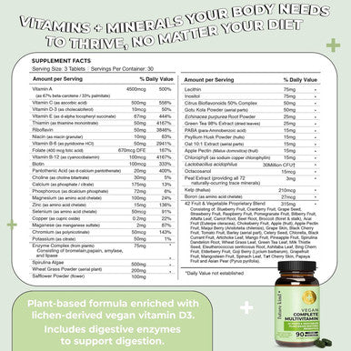 Future Kind Vegan Multivitamins Complete (90Tabs In Recycled Bottle) 42 In 1 Vegan Multivitamins For Women and Men Multivitamin W Enzymes and Probiotics For Digestion Vegan Vitamins W B12 and Zinc