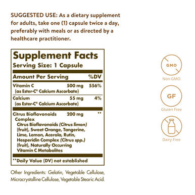 Solgar Ester-C Plus 500 Mg Vitamin C With Citrus Bioflavonoids - 90 Capsules