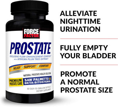 Force Factor Prostate 3-Pack Saw Palmetto and Beta Sitosterol Supplement for Men Prostate Health Support Size Support Urinary Relief Bladder Control Reduce Nighttime Urination 180 Softgels