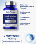 L Methylfolate 1000Mcg | 200 Capsules | Value Size | Optimized And Activated | Non-Gmo, Gluten Free | Methyl Folate, 5-Mthf